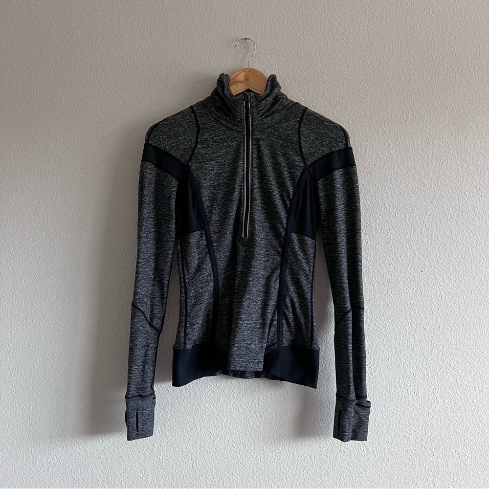 Lululemon Athletica Gray and Black Zip-Up Top